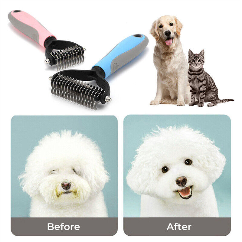 Pet Grooming Brush & Deshedding Comb  Fur & Hair Removal Tool