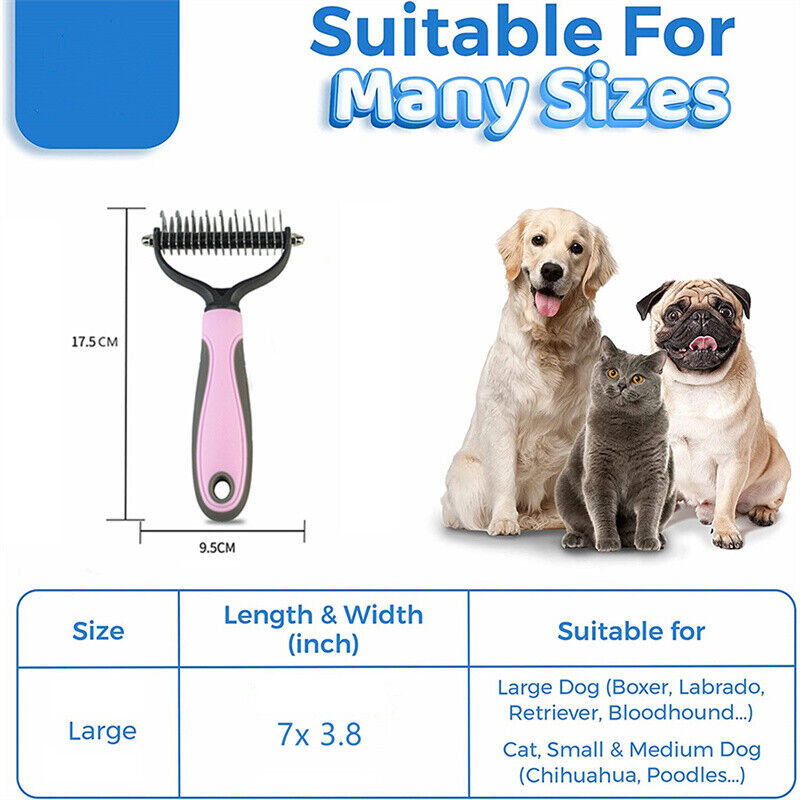 Pet Grooming Brush & Deshedding Comb  Fur & Hair Removal Tool