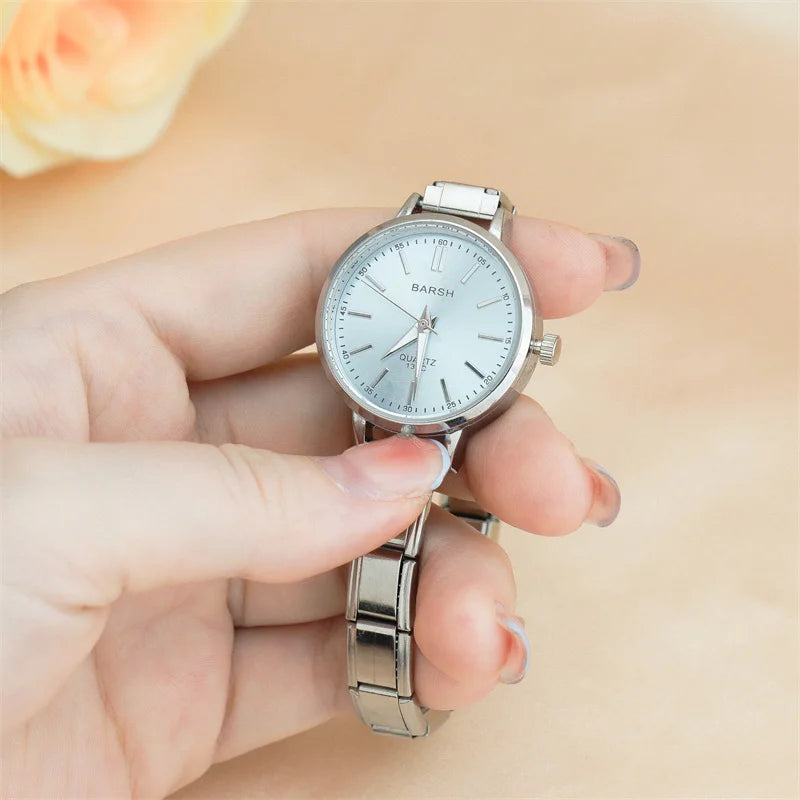 Hapiship Fashion Wholesale Women's Stainless Steel Round Watch Bracelet for Party Friend Wife Birthday DIY Jewelry Gift G023