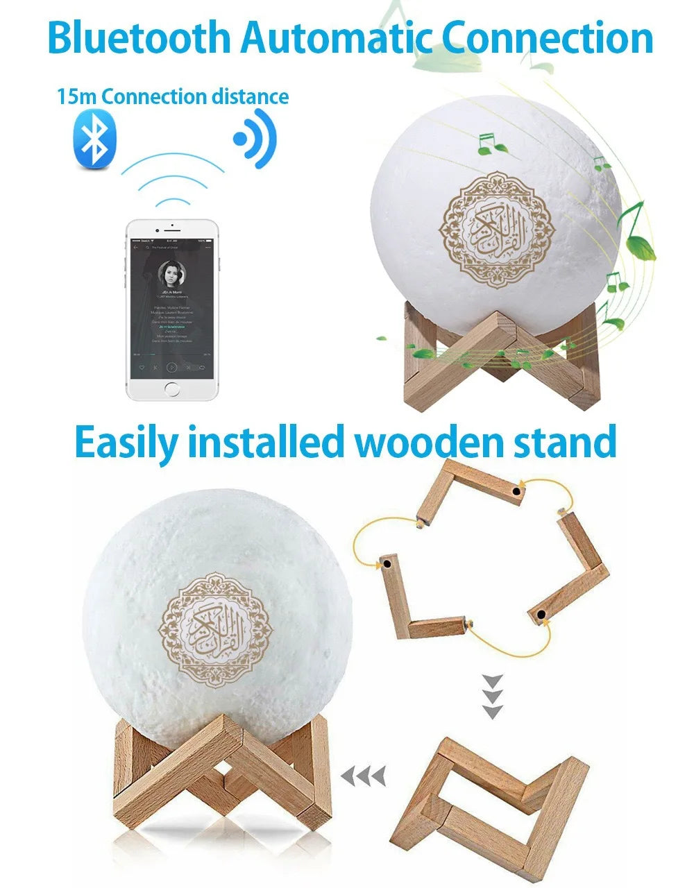 Azan Muslim Night Light Quran Portable Wireless Bluetooth Speaker Music Sound Box Blutooth For Radio FM Mini Baffle-Best Ramzan Gift 2025