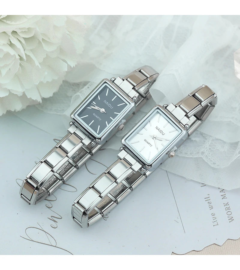 Hapiship Fashion Wholesale Women's Stainless Steel Simple Watch Bracelet for Student Friend Wife Birthday DIY Jewelry Gift G044