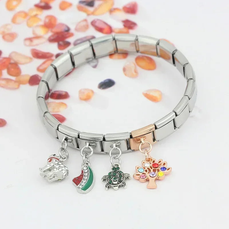 Hapiship New Heart Star Moon Unicorn Flower Owl Butterfly Lightning Italian Charm Fit 9mm Bracelet Bangle Jewelry Making DJ048