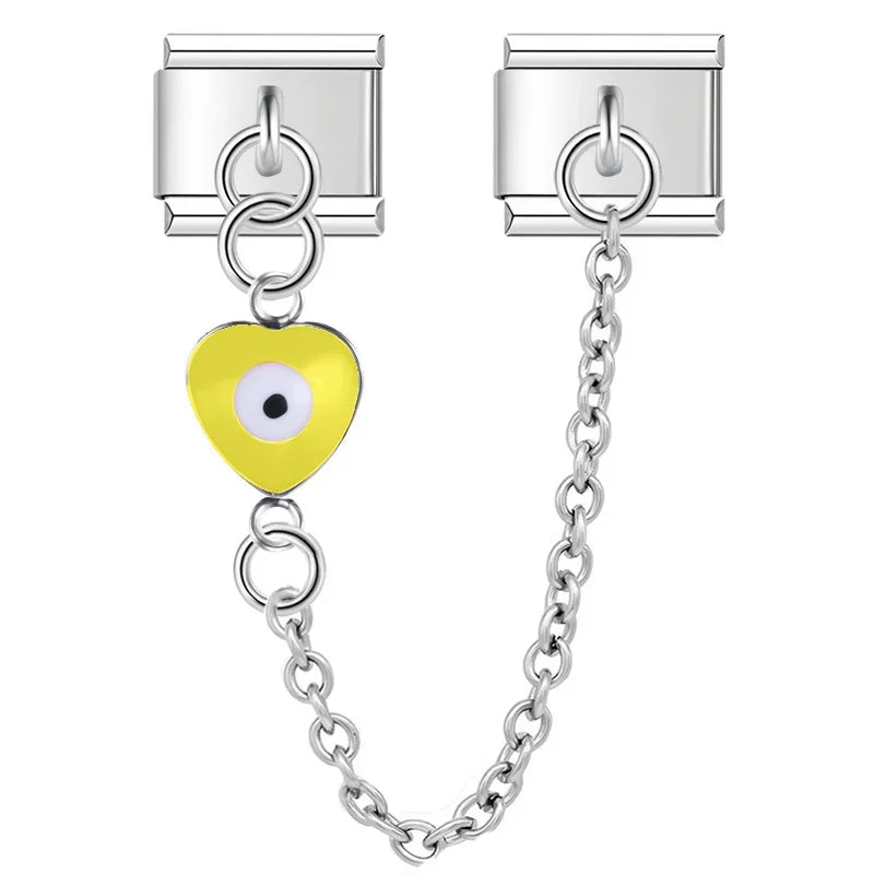 Hapiship Original Design Heart Eye Chain Link Italian Charm Fit 9mm Bracelet Stainless Steel Making DIY Jewelry DJ699