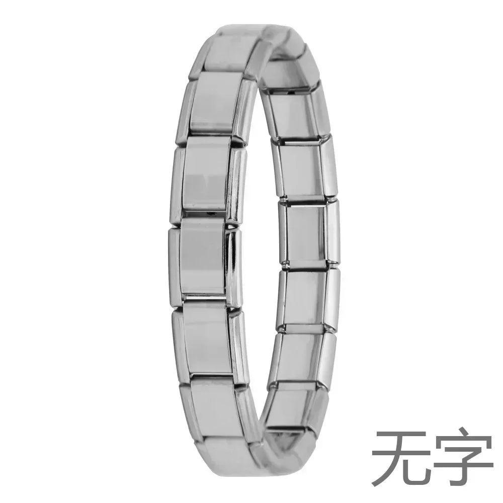 New Jewelry Italian Elastic Charm Bracelet - 9mm Stainless Steel Fashion Bangle, Hologram Design, DIY Customizable, High-Quality, 4.9 Stars, 10,000+ Sold, Happy Customers