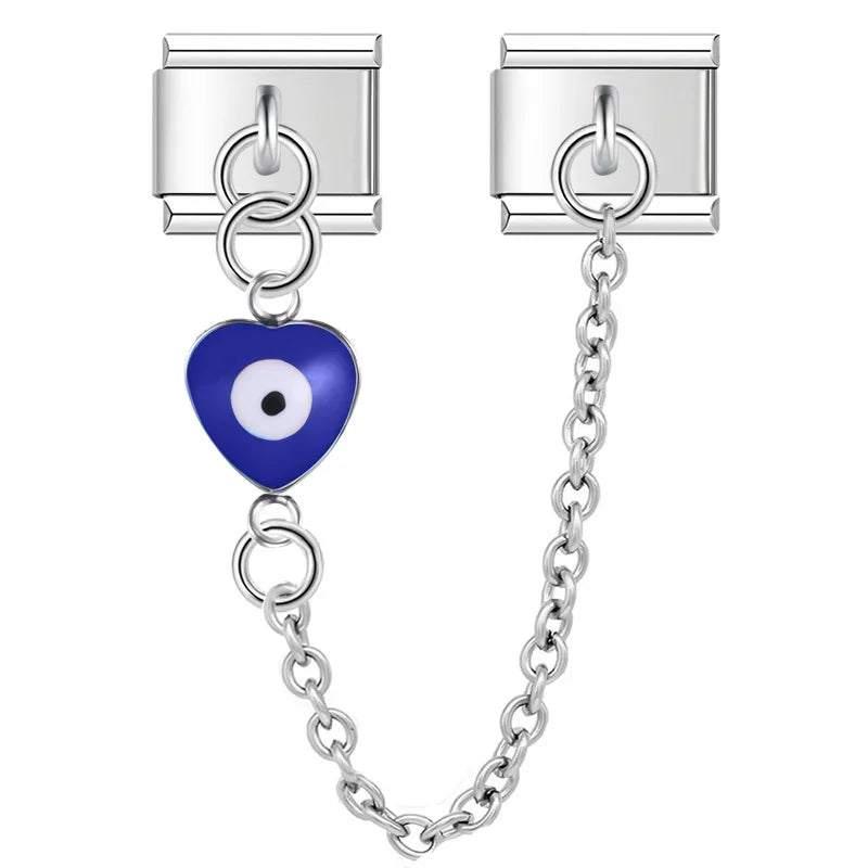 Hapiship Original Design Heart Eye Chain Link Italian Charm Fit 9mm Bracelet Stainless Steel Making DIY Jewelry DJ699