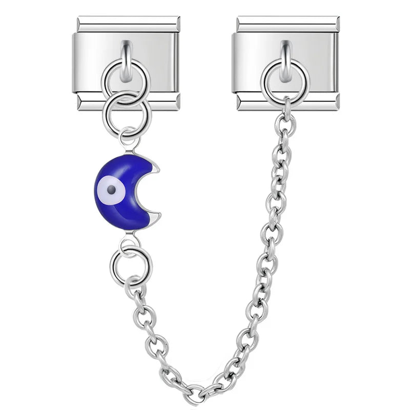 Hapiship Original Design Heart Eye Chain Link Italian Charm Fit 9mm Bracelet Stainless Steel Making DIY Jewelry DJ699