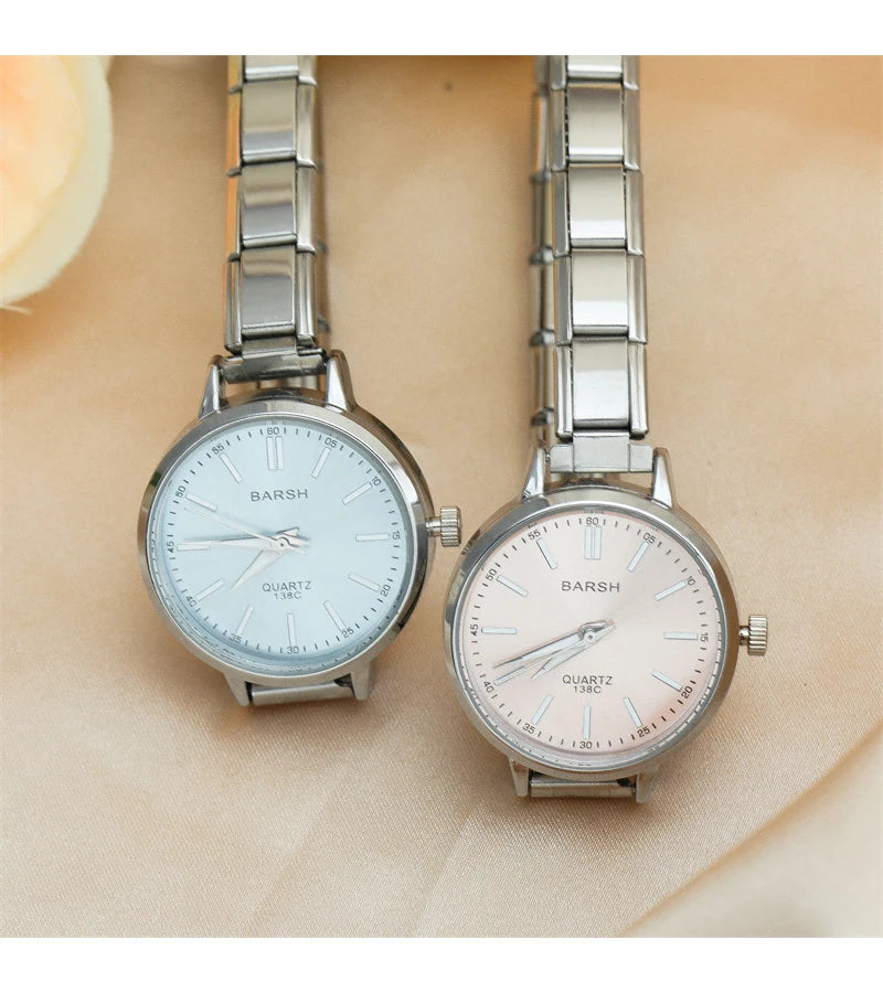 Hapiship Fashion Wholesale Women's Stainless Steel Round Watch Bracelet for Party Friend Wife Birthday DIY Jewelry Gift G023