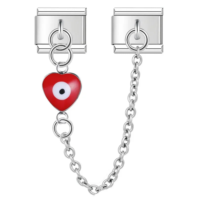 Hapiship Original Design Heart Eye Chain Link Italian Charm Fit 9mm Bracelet Stainless Steel Making DIY Jewelry DJ699