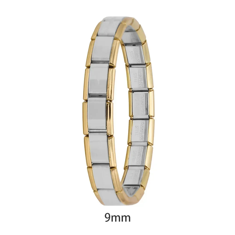 Hapiship 2025 New Men/Women's Jewelry 7/9/13mm Width Itanlian Elastic Charm Bracelet Fashion Stainless Steel Bangle ST-Top