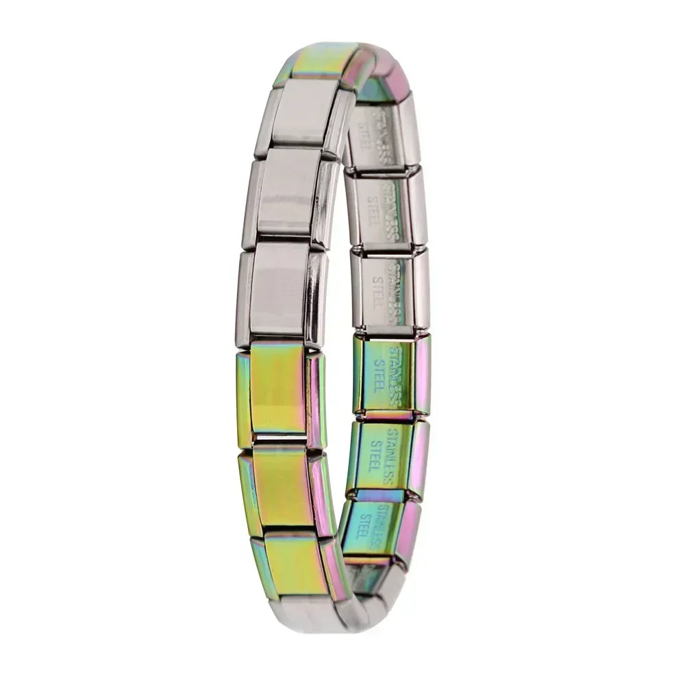 New Jewelry Italian Elastic Charm Bracelet - 9mm Stainless Steel Fashion Bangle, Hologram Design, DIY Customizable, High-Quality, 4.9 Stars, 10,000+ Sold, Happy Customers