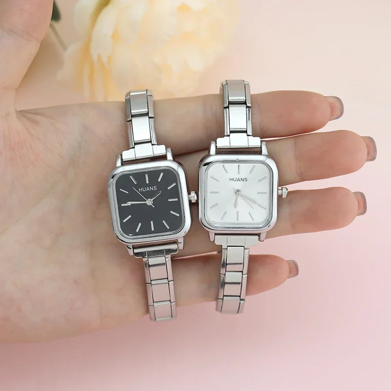 Hapiship Fashion Wholesale Women's Stainless Steel Square Watch Bracelet for Student Friend Wife Birthday DIY Jewelry Gift G003