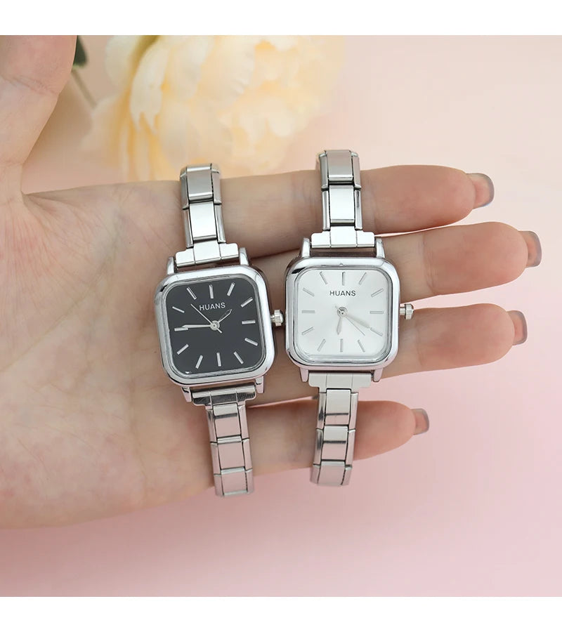 Hapiship Fashion Wholesale Women's Stainless Steel Square Watch Bracelet for Student Friend Wife Birthday DIY Jewelry Gift G003