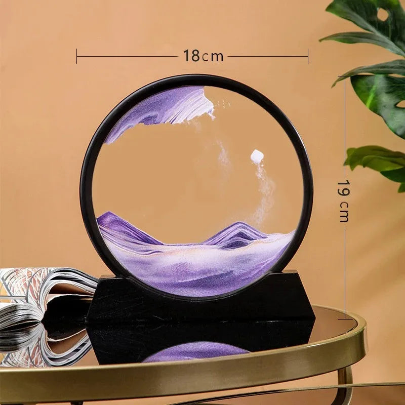 3D Hourglass Quicksand Moving Sand Art Picture Round Glass Deep Sea Sandscape Craft Flowing Painting Office Home Christmas