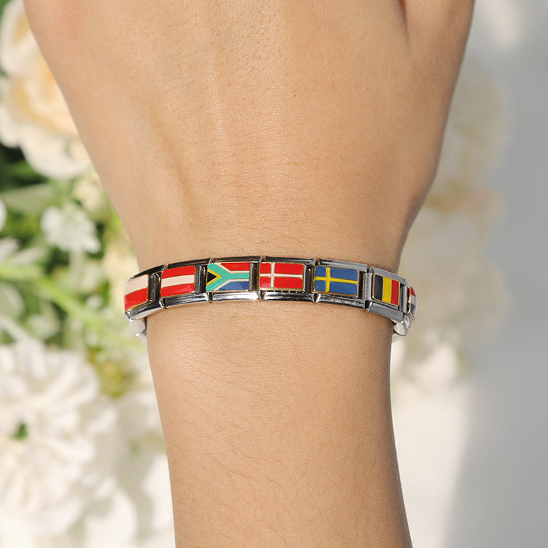 Hapiship New Original Daisy Fashion World National Flag Italian Charm Fit 9mm Bracelet Stainless Steel Jewelry Making DJ046