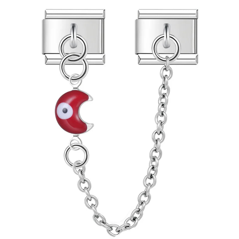 Hapiship Original Design Heart Eye Chain Link Italian Charm Fit 9mm Bracelet Stainless Steel Making DIY Jewelry DJ699