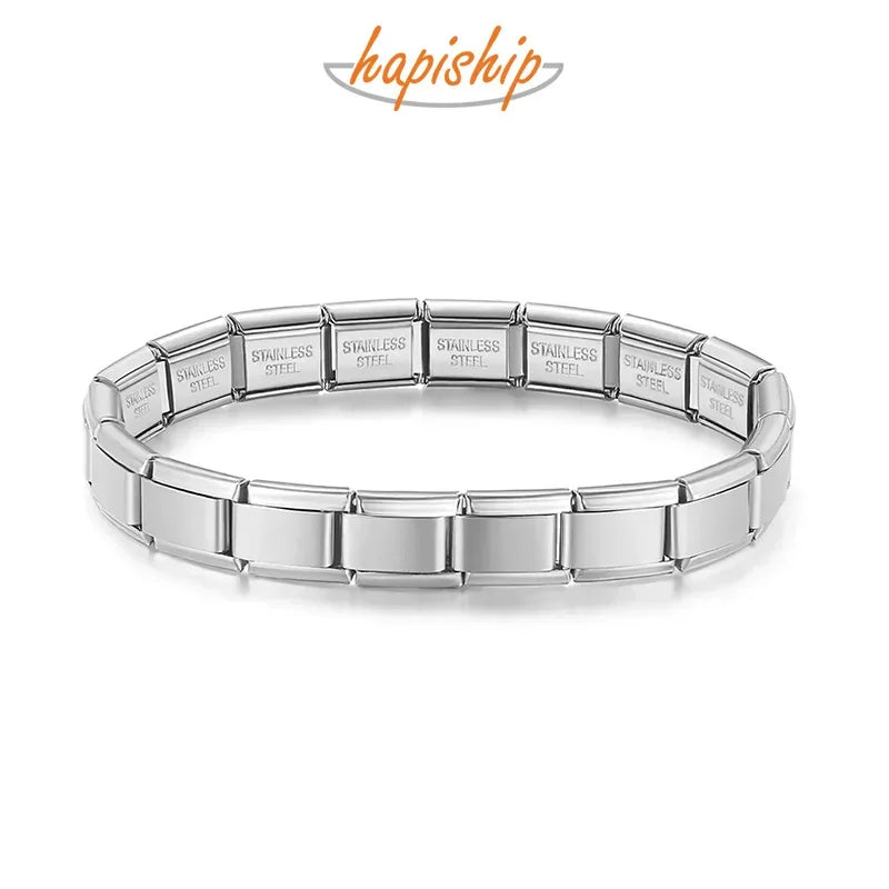 Hapiship 2025 New Women's Jewelry DIY 9mm Width Itanlian Elastic Charm Bracelet Fashion Stainless Steel Fashion Bangle ST-Bao