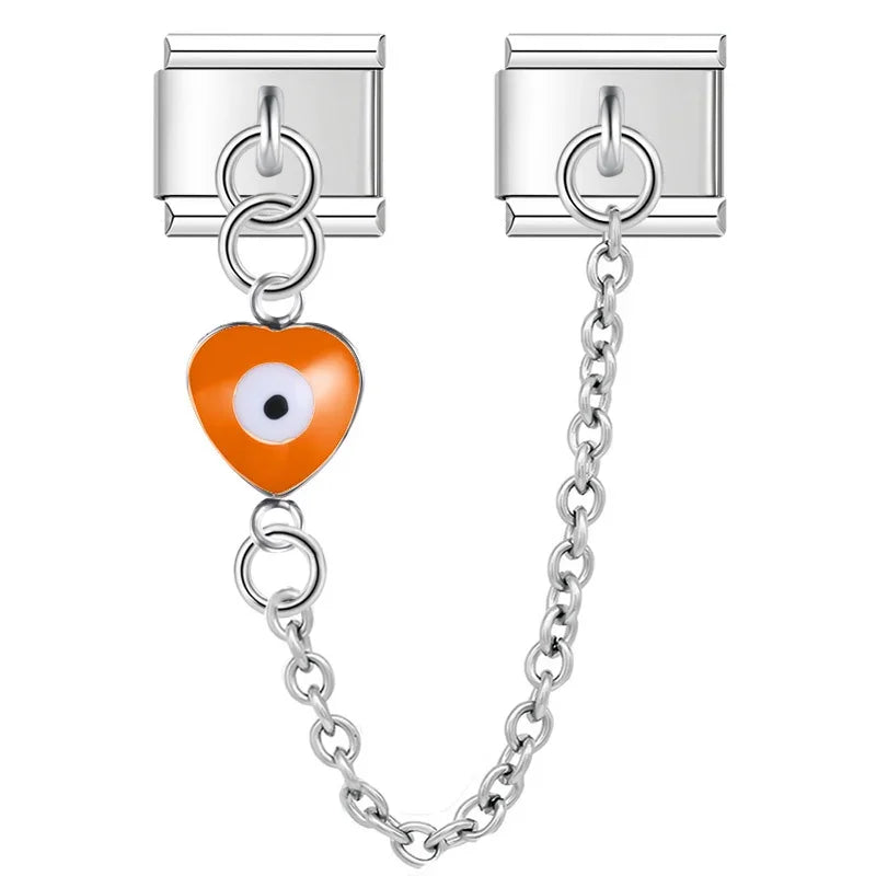 Hapiship Original Design Heart Eye Chain Link Italian Charm Fit 9mm Bracelet Stainless Steel Making DIY Jewelry DJ699