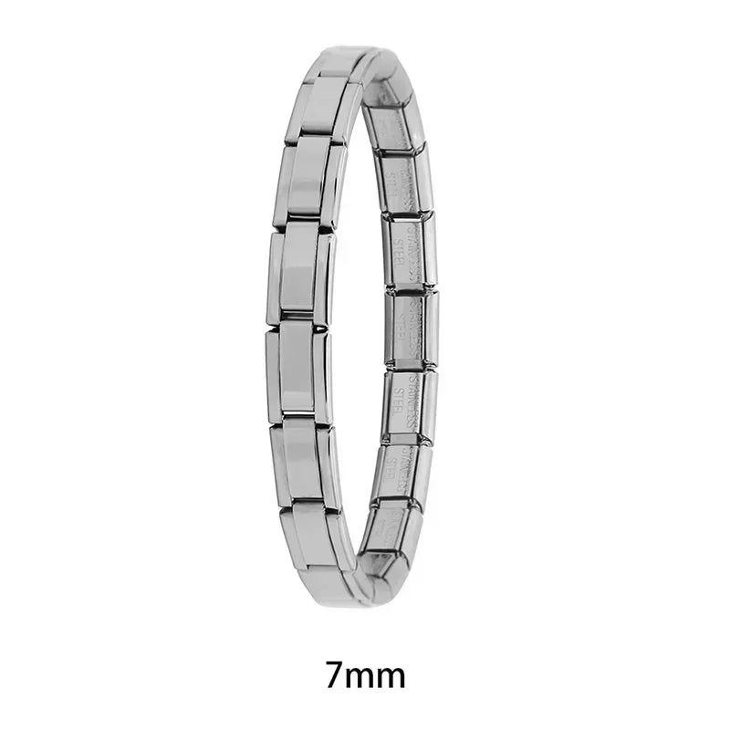 Hapiship 2025 New Men/Women's Jewelry 7/9/13mm Width Itanlian Elastic Charm Bracelet Fashion Stainless Steel Bangle ST-Top