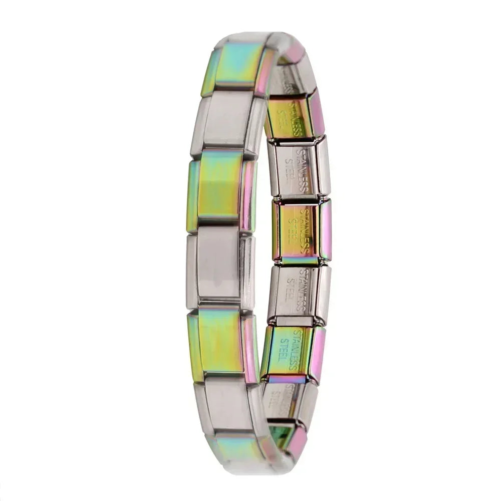 New Jewelry Italian Elastic Charm Bracelet - 9mm Stainless Steel Fashion Bangle, Hologram Design, DIY Customizable, High-Quality, 4.9 Stars, 10,000+ Sold, Happy Customers